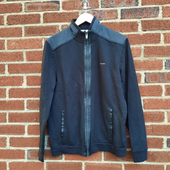 Calvin Klein Lightweight Faux Leather Trim Full Zip Jacket Everyday Work Travel - Picture 9 of 13